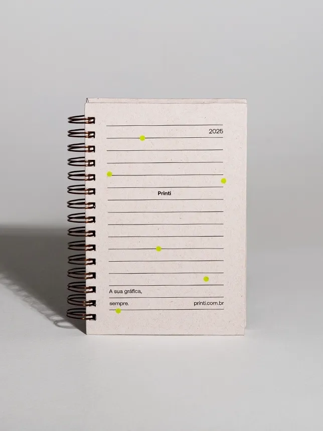 Agenda Permanente Ecológica Personalizada com materiais reciclados, ideal para empresas sustentáveis; perfeita para anotações e promoção de marca.