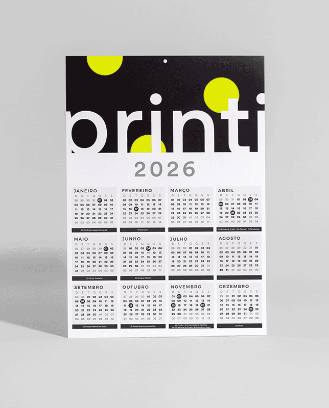 Calendário de parede de 2026 personalizado com design criativo, destacando sua marca e estimulando o trabalho diário.
